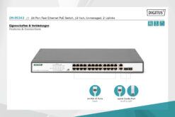 24-poorts Fast Ethernet PoE netwerkswitch, 19-inch, onbeheerd, 2 GE uplink poorten, SFP, 370 W, af/at - Afbeelding 7