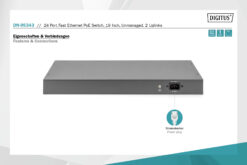 24-poorts Fast Ethernet PoE netwerkswitch, 19-inch, onbeheerd, 2 GE uplink poorten, SFP, 370 W, af/at - Afbeelding 6