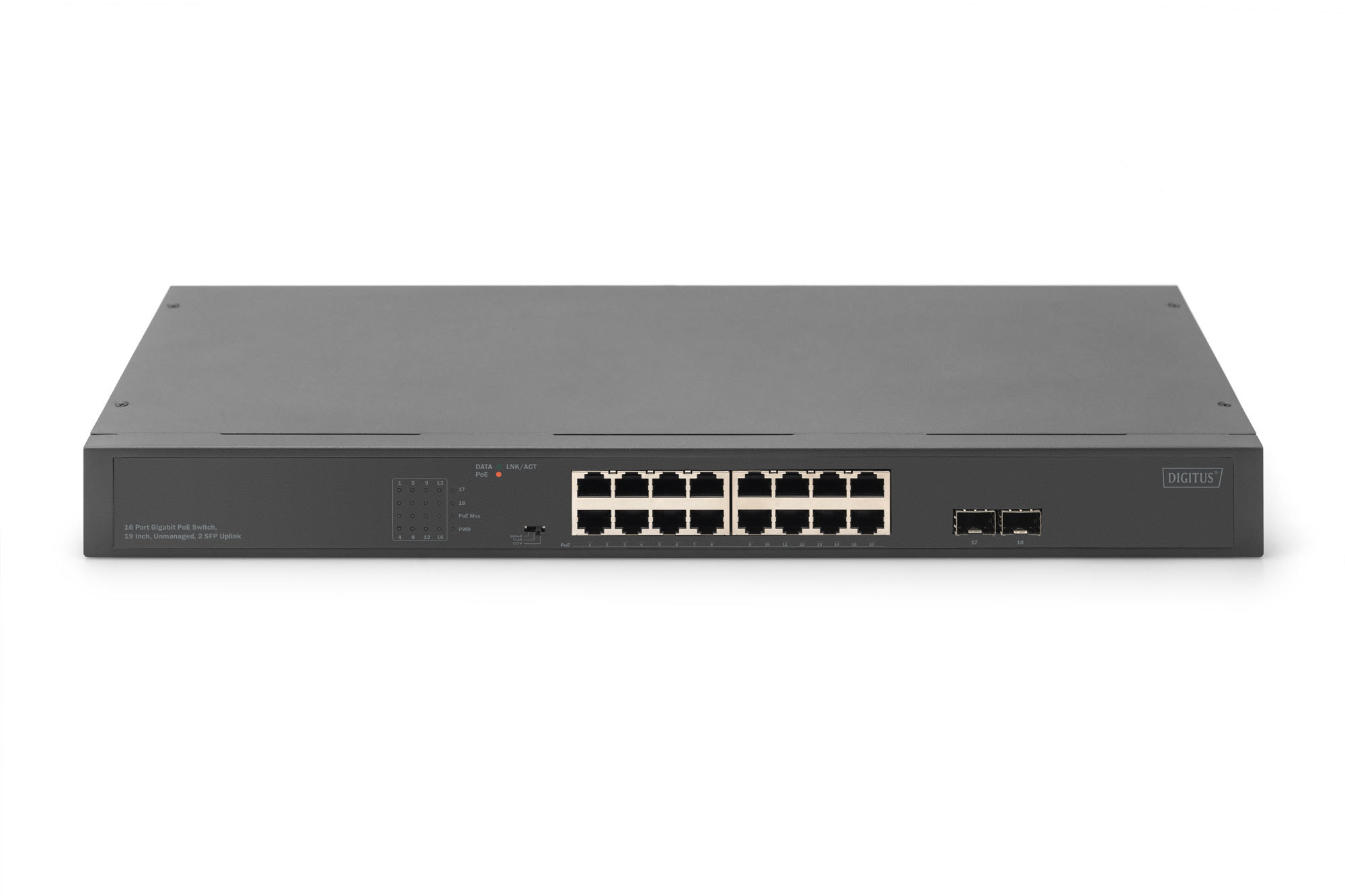 16-poorts Gigabit Netwerkswitch, 19 inch, unmanaged, 2 Uplink Ports, SFP - Afbeelding 2