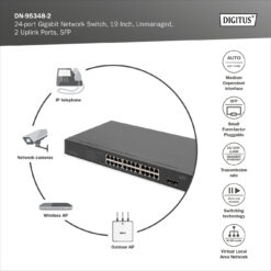 24-poorts Gigabit Netwerkswitch, 19 inch, unmanaged, 2 Uplink Ports, SFP - Afbeelding 5