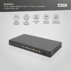 24-poorts Gigabit Netwerkswitch, 19 inch, unmanaged, 2 Uplink Ports, SFP - Afbeelding 6