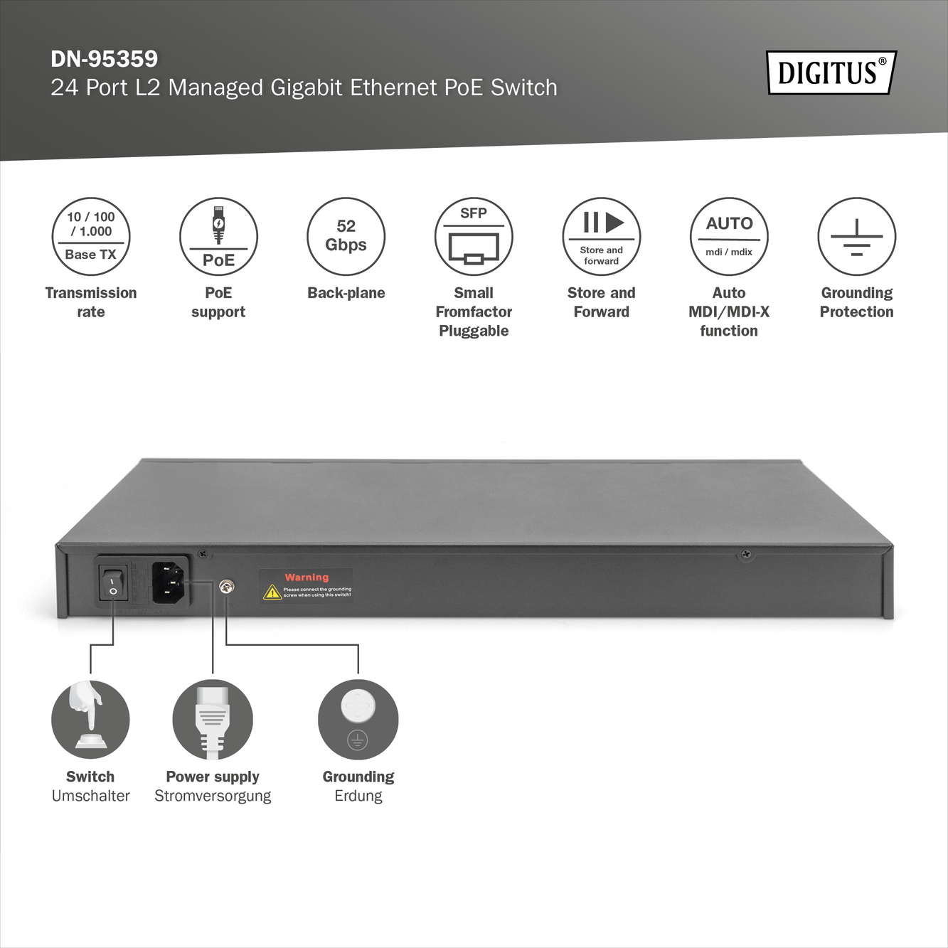 24 port L2 Managed Gigabit ethernetswitch met PoE - Afbeelding 6