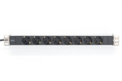 Alternative view of Meervoudige wandcontactdoos met aluminium profiel, 8-voudige wandcontactdoos met randaarde, 2 m voedingskabel met randaarde stekker