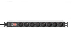 Alternative view of Meervoudige wandcontactdoos met aluminium profiel en schakelaar, 8-voudig CEE 7/5, 2 m voedingskabel met geaarde contactstekker