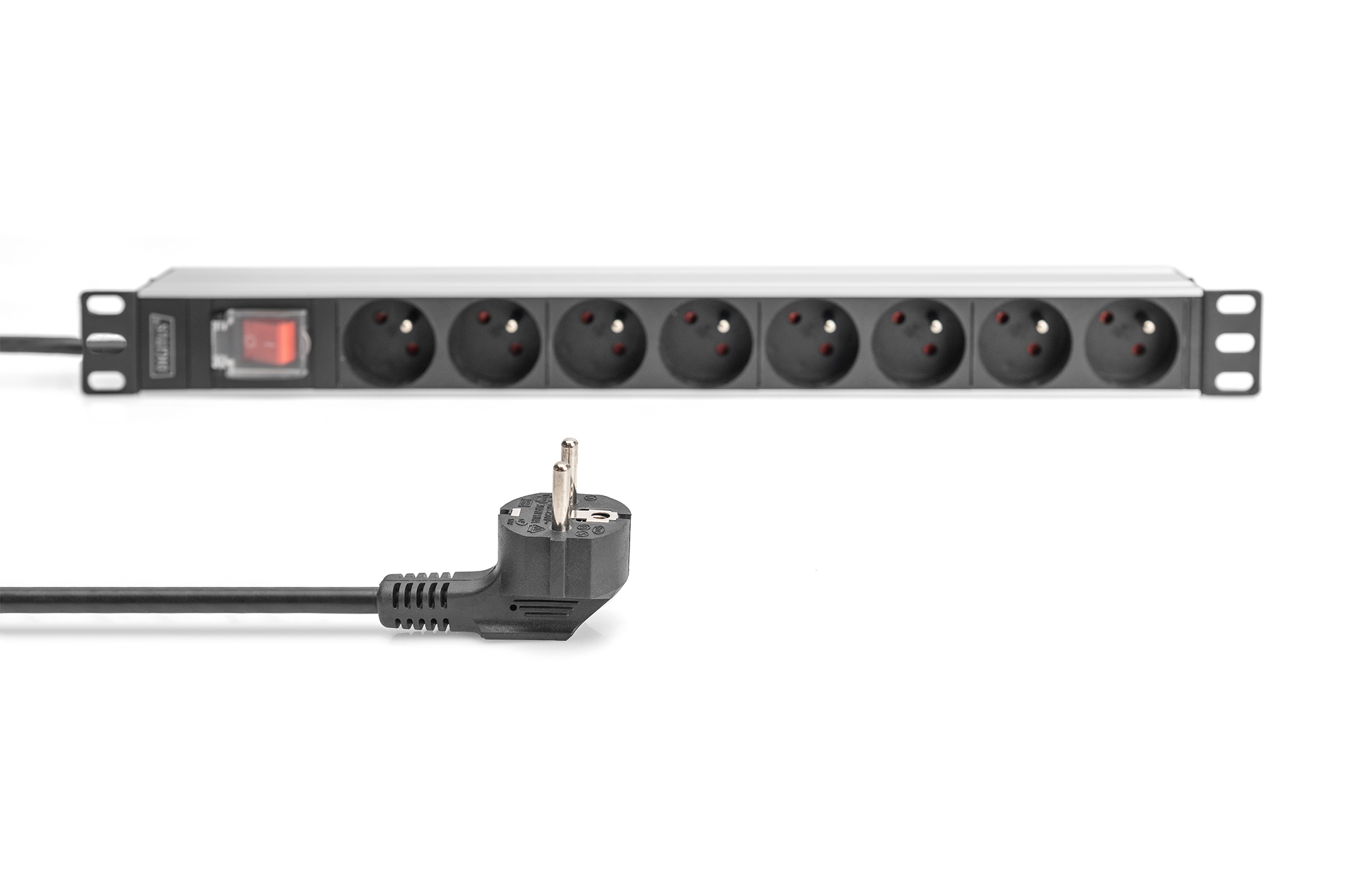 Meervoudige wandcontactdoos met aluminium profiel en schakelaar, 8-voudig CEE 7/5, 2 m voedingskabel met geaarde contactstekker - Afbeelding 3