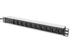 Contactdoosstrook met aluminium profiel, 10-voudig, 2 m voedingskabel IEC C14-stekker