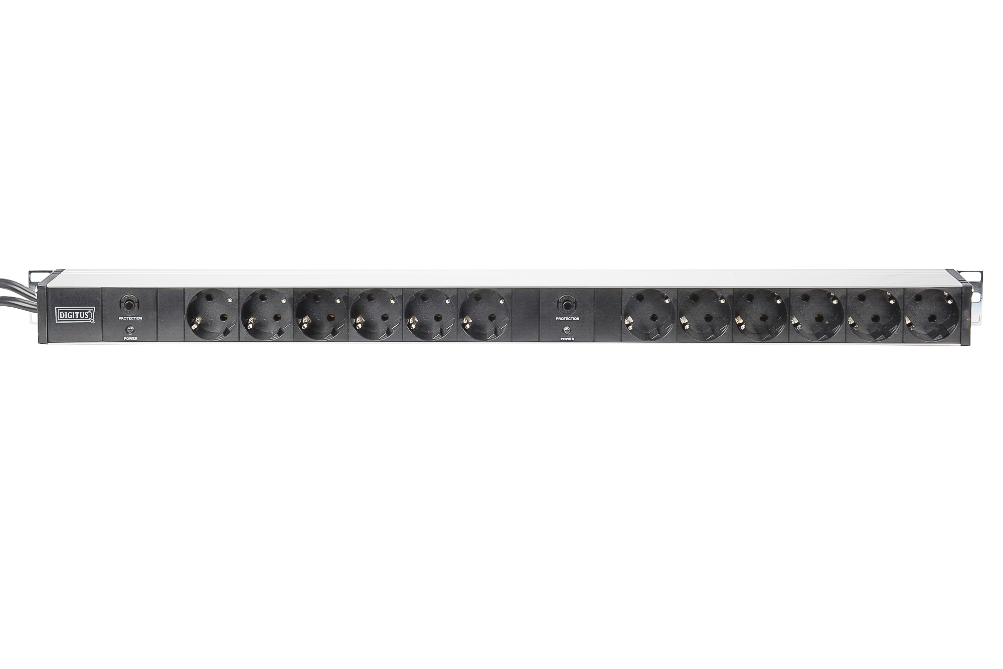 Meervoudige wandcontactdoos met aluminium profiel en overbelastingsbeveiliging, 12-voudige wandcontactdoos met randaarde, 2 x 2 m voedingskabel met randaarde stekker - Afbeelding 4