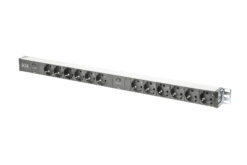 Meervoudige wandcontactdoos met aluminium profiel en overbelastingsbeveiliging, 12-voudige wandcontactdoos met randaarde, 2 x 2 m voedingskabel met randaarde stekker