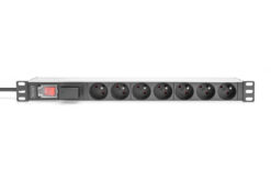 Alternative view of Meervoudige wandcontactdoos met aluminium profiel, overspanningsbeveiliging en schakelaar, 7-voudige CEE 7/5 stopcontacten, 2 m voedingskabel