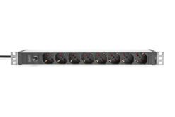 Alternative view of Contactdoos met aluminium profiel en back-up zekering, Italiaanse 8-voudige contactdoos, 2 m voedingskabel IEC C14-stekker