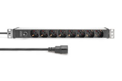 Contactdoos met aluminium profiel en back-up zekering, Italiaanse 8-voudige contactdoos, 2 m voedingskabel IEC C14-stekker - Afbeelding 3