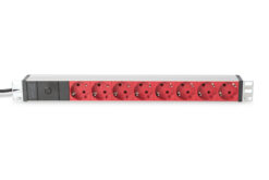 Alternative view of Contactdoos met aluminium profiel en back-up zekering, 8-voudige wandcontactdoos met aardingscontact, 2 m voedingskabel IEC C14-stekker
