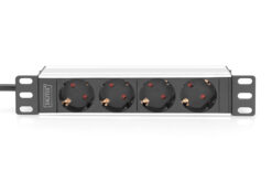 Alternative view of 10" contactdoosstrook met aluminium profiel, 4-voudige wandcontactdoos met aardingscontact