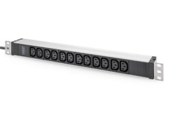 Contactdoosstrook met aluminium profiel, 12-voudig, 2 m voedingskabel met randaardestekker