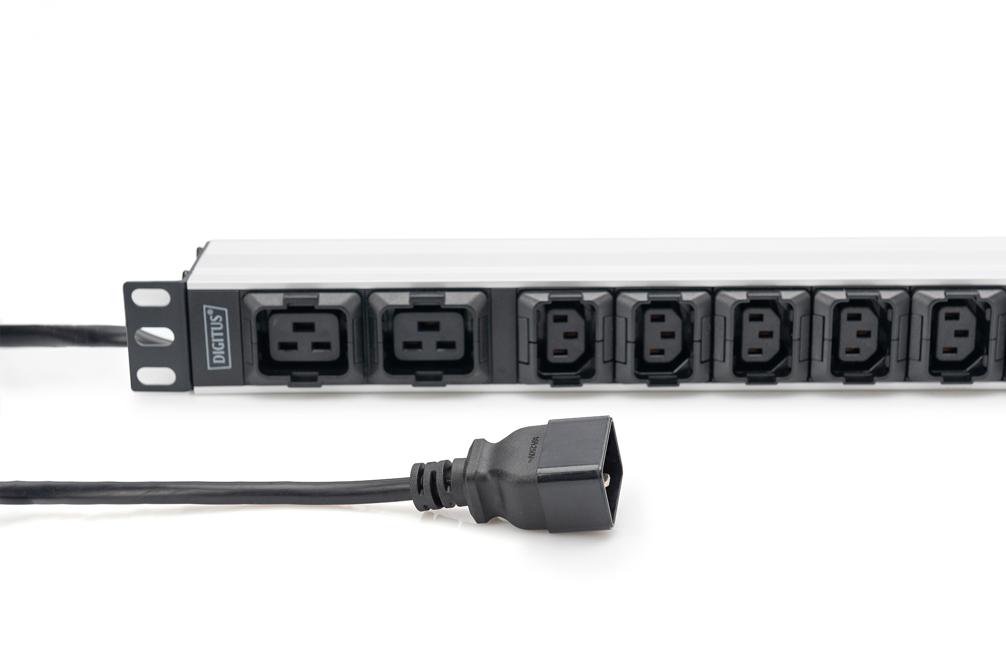 Tafelcontactdoos met aluminium profiel, 10-voudig, 2 m voedingskabel, IEC C20 stekker - Afbeelding 3