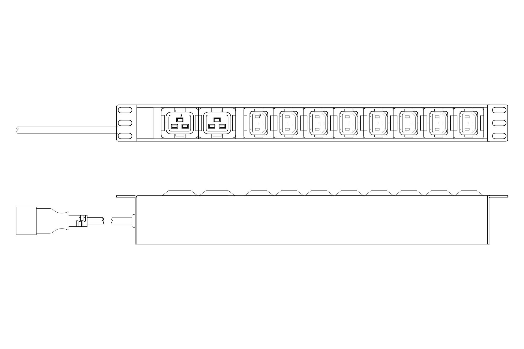 Tafelcontactdoos met aluminium profiel, 10-voudig, 2 m voedingskabel, IEC C20 stekker - Afbeelding 5