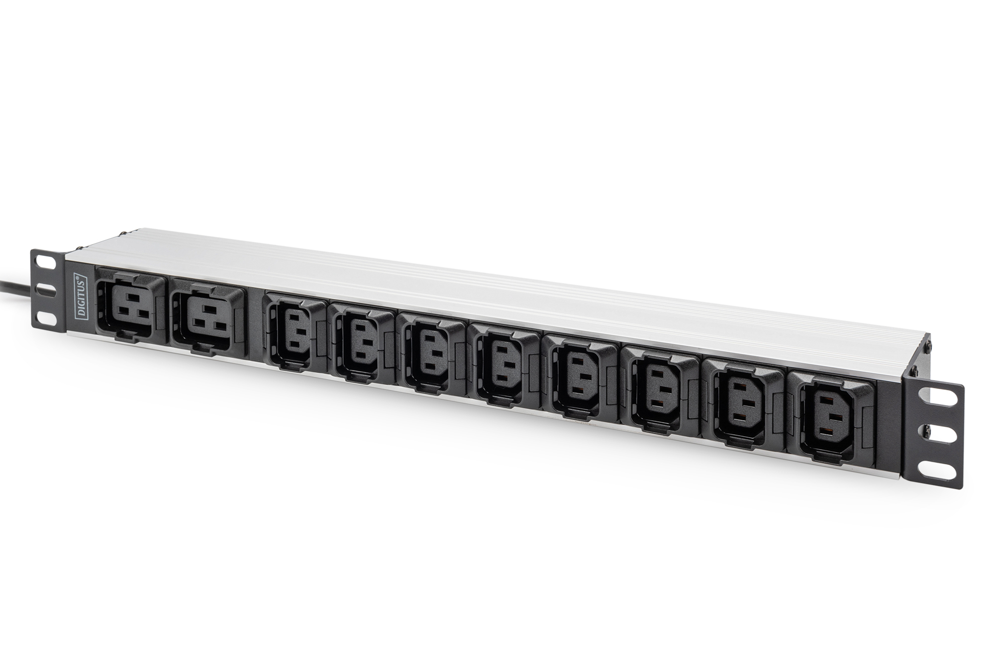 Tafelcontactdoos met aluminium profiel, 10-voudig, 2 m voedingskabel, IEC C20 stekker