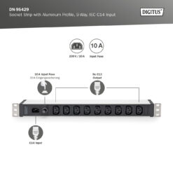 Contactdoos met aluminium profiel, 9-voudig, IEC C14-ingang - Afbeelding 6