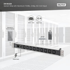Contactdoos met aluminium profiel, 9-voudig, IEC C14-ingang - Afbeelding 5