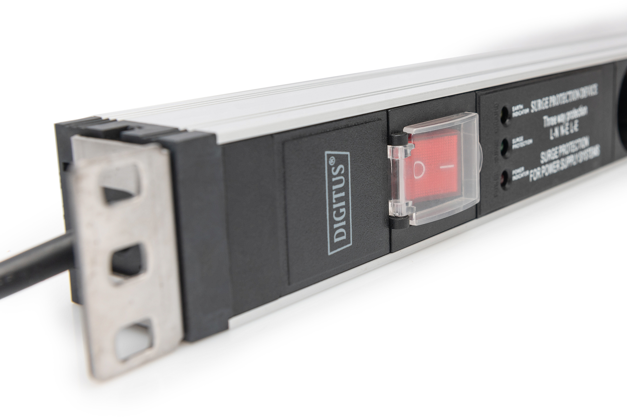 Meervoudige wandcontactdoos met aluminium profiel en schakelaar, overspanningsbeveiliging, geïntegreerd netfilter, 5-voudige wandcontactdoos met randaarde, 2 m voedingskabel met randaardestekker - Afbeelding 3