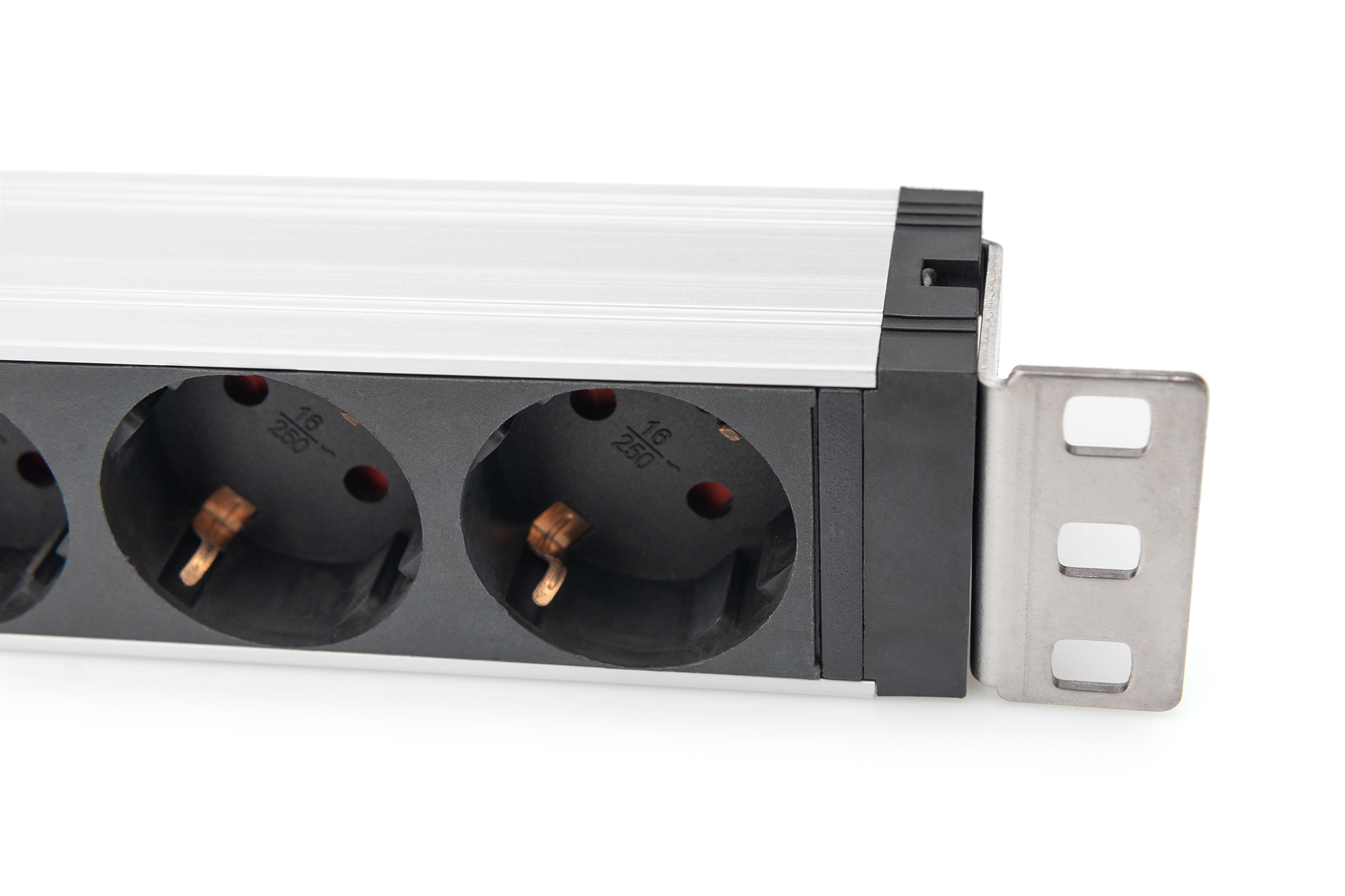 Meervoudige wandcontactdoos met aluminium profiel en schakelaar, overspanningsbeveiliging, geïntegreerd netfilter, 5-voudige wandcontactdoos met randaarde, 2 m voedingskabel met randaardestekker - Afbeelding 2