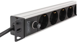 Contactdoos met aluminium profiel en back-up zekering, 9-voudige wandcontactdoos met aardingscontact, 2 m voedingskabel IEC C14-stekker - Afbeelding 4
