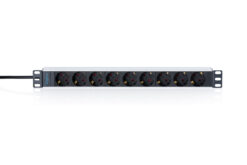 Alternative view of Meervoudige wandcontactdoos met aluminium profiel, 9-voudige wandcontactdoos met randaarde, 2 m voedingskabel met randaarde stekker