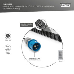 Basis IT PDU, 1-fase 16 A, 24 x C13, 3 x C19, 3 m voedingskabel, IEC 60309 16 A stekker - Afbeelding 5