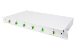 Glasvezel lasdoos, 1U, uitgerust, 6x LC-APC DX, OS2