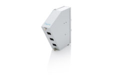 Glasvezelverdeelstuk voor DIN-rail, haaks, 6 SC SX/LC DX, grijs