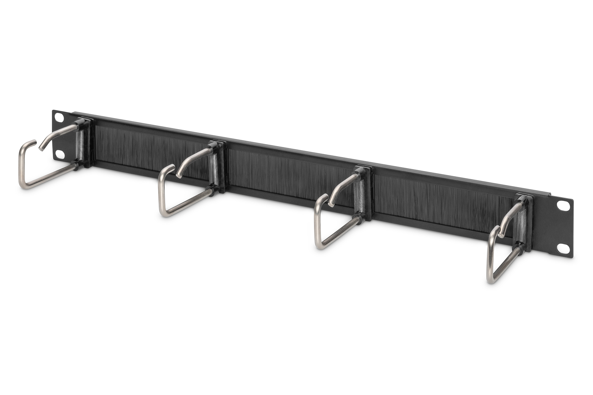 Kabelmanagementpaneel met stalen beugels en borstelstrip voor 19" (482,6 mm) kasten, 1U
