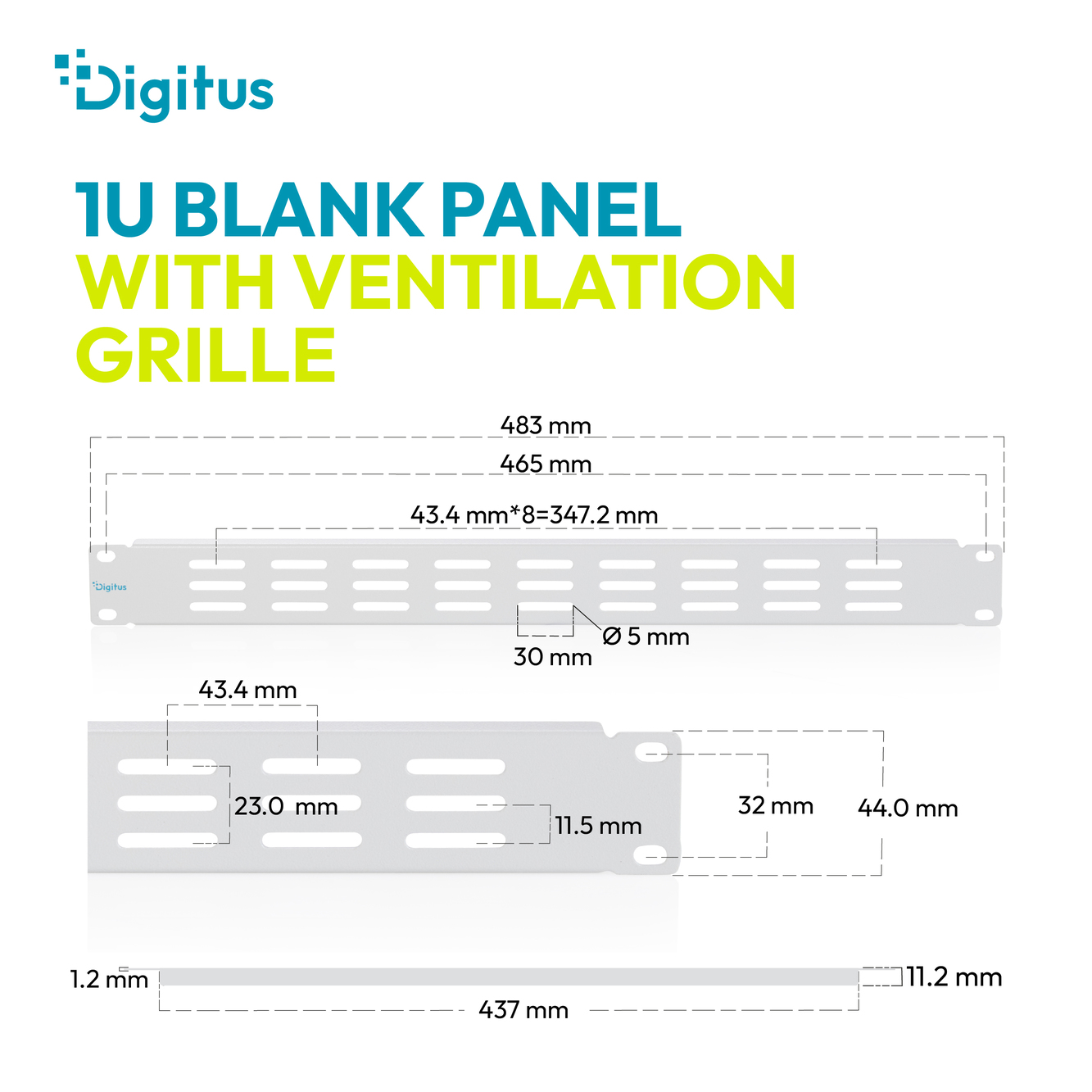Blind deksel met ventilatierooster voor 19" (482,6 mm) kasten - Afbeelding 3