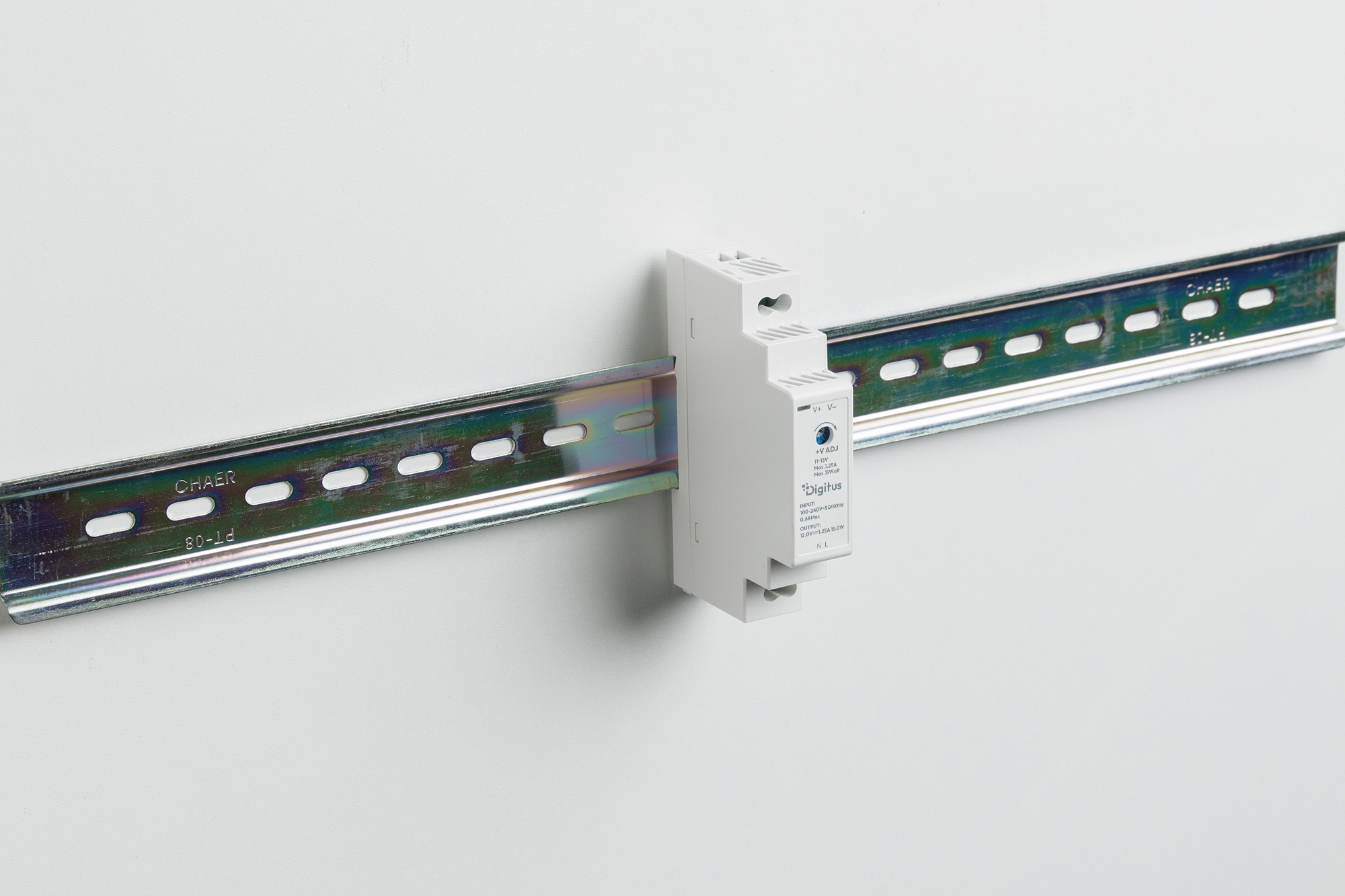 12V / 1,25A / 15W Step-Shape DIN-Rail Voeding (Ultra-Slim, Klasse II) - Afbeelding 5