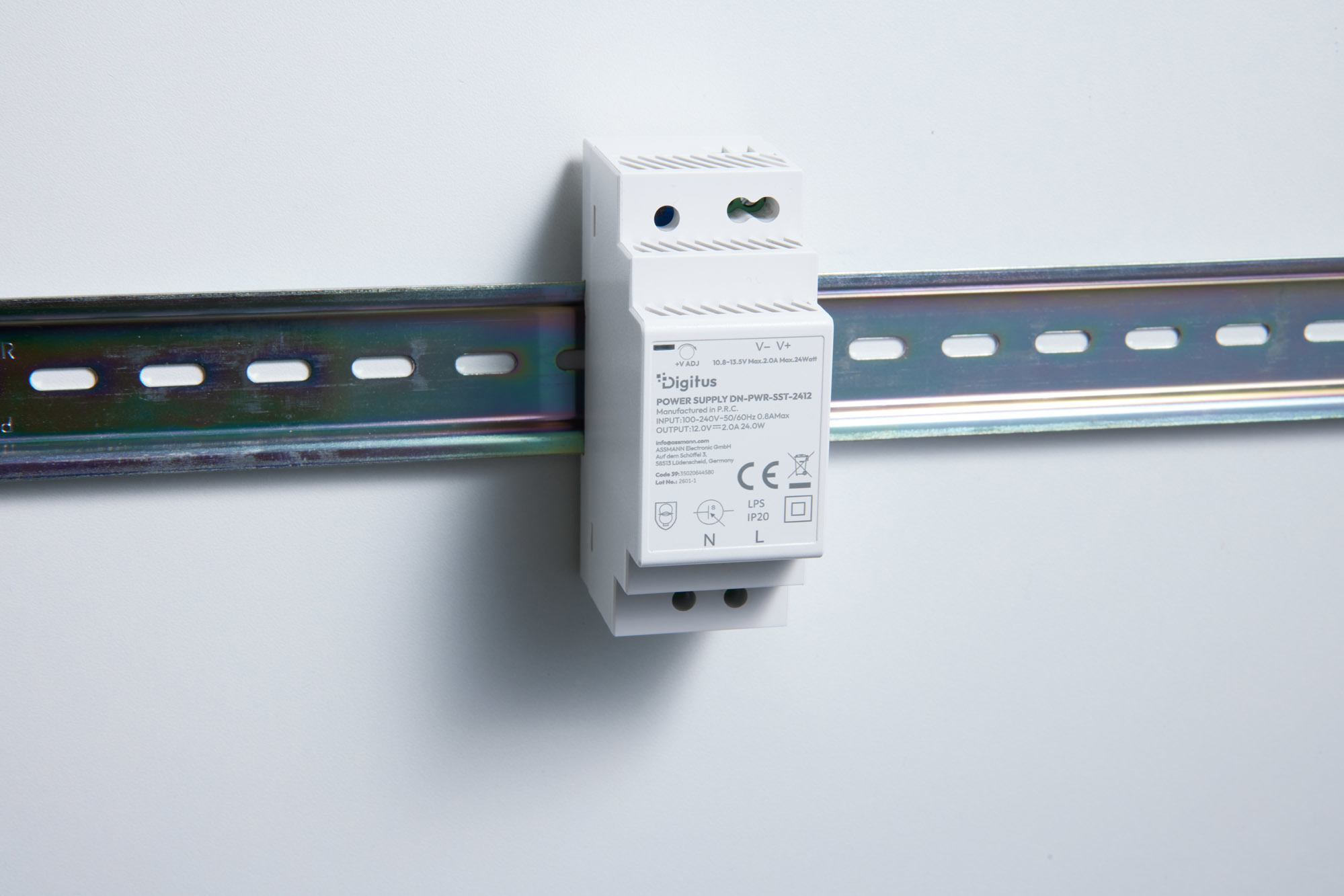 12V / 2A / 24W Step-Shape DIN-Rail voedingseenheid (Slim, Klasse II) - Afbeelding 5