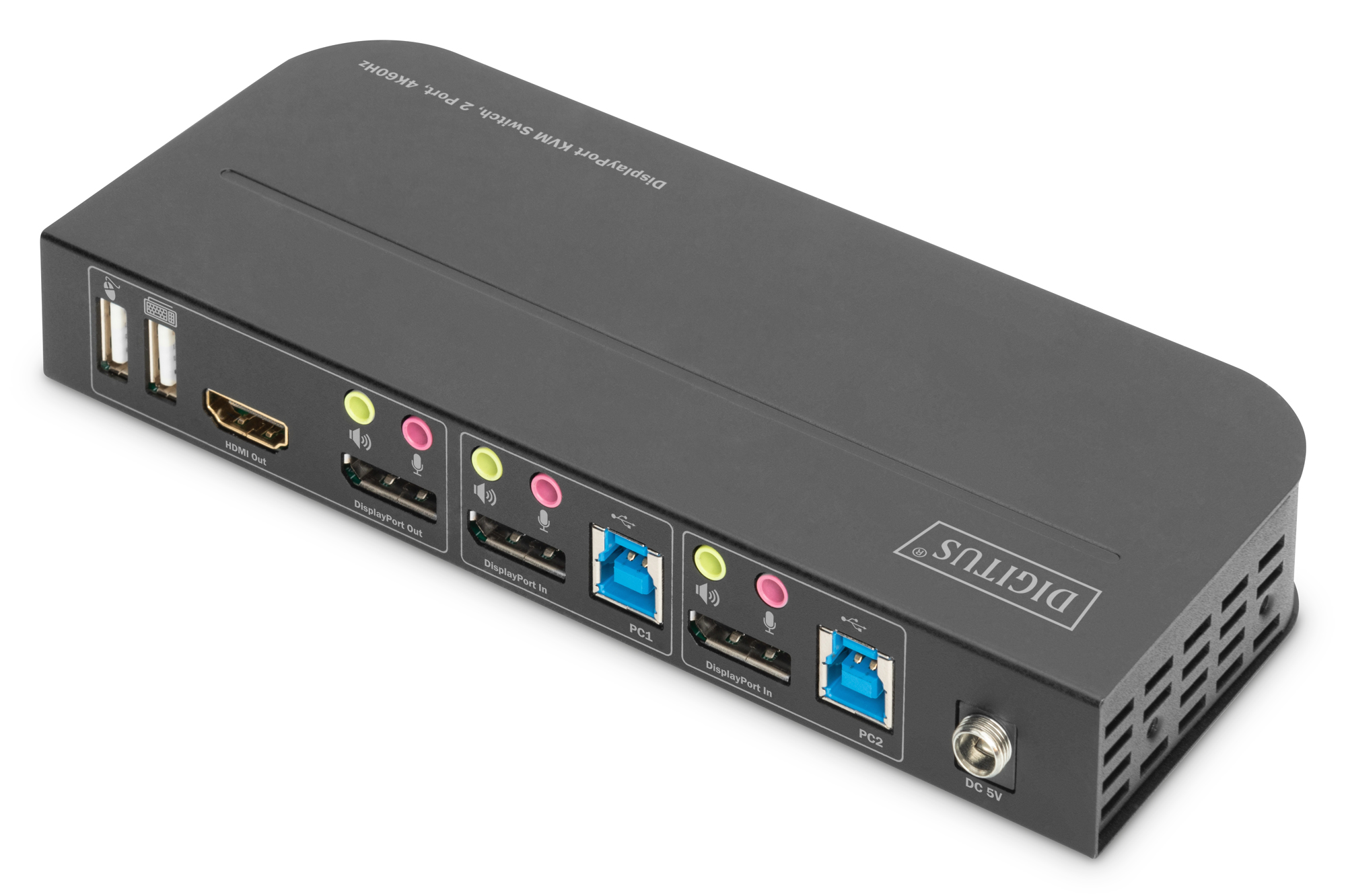 KVM-switch, 2-poorts, 4K60Hz, 2 x DP in, 1 x DP/HDMI uit - Afbeelding 2