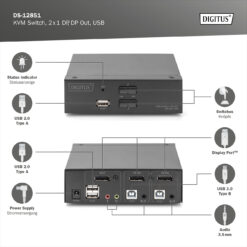 KVM-switch, 2x1 DP, DP Out,USB - Afbeelding 4