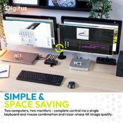 DIGITUS USB-C 3.0 Dual HDMI KVM-switch, 2-poorts, 4K60Hz, Core Line - Afbeelding 4