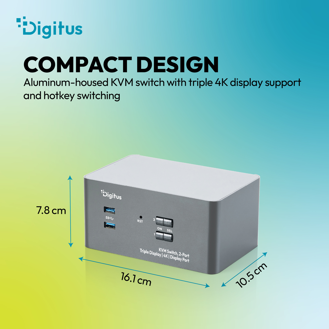 KVM-switch, 2-poorts, drievoudig scherm, 4K, DisplayPort - Afbeelding 5