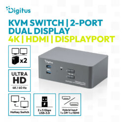 KVM-switch, 2 poorten, dubbele beeldschermen, 4K, HDMI/DisplayPort - Afbeelding 4