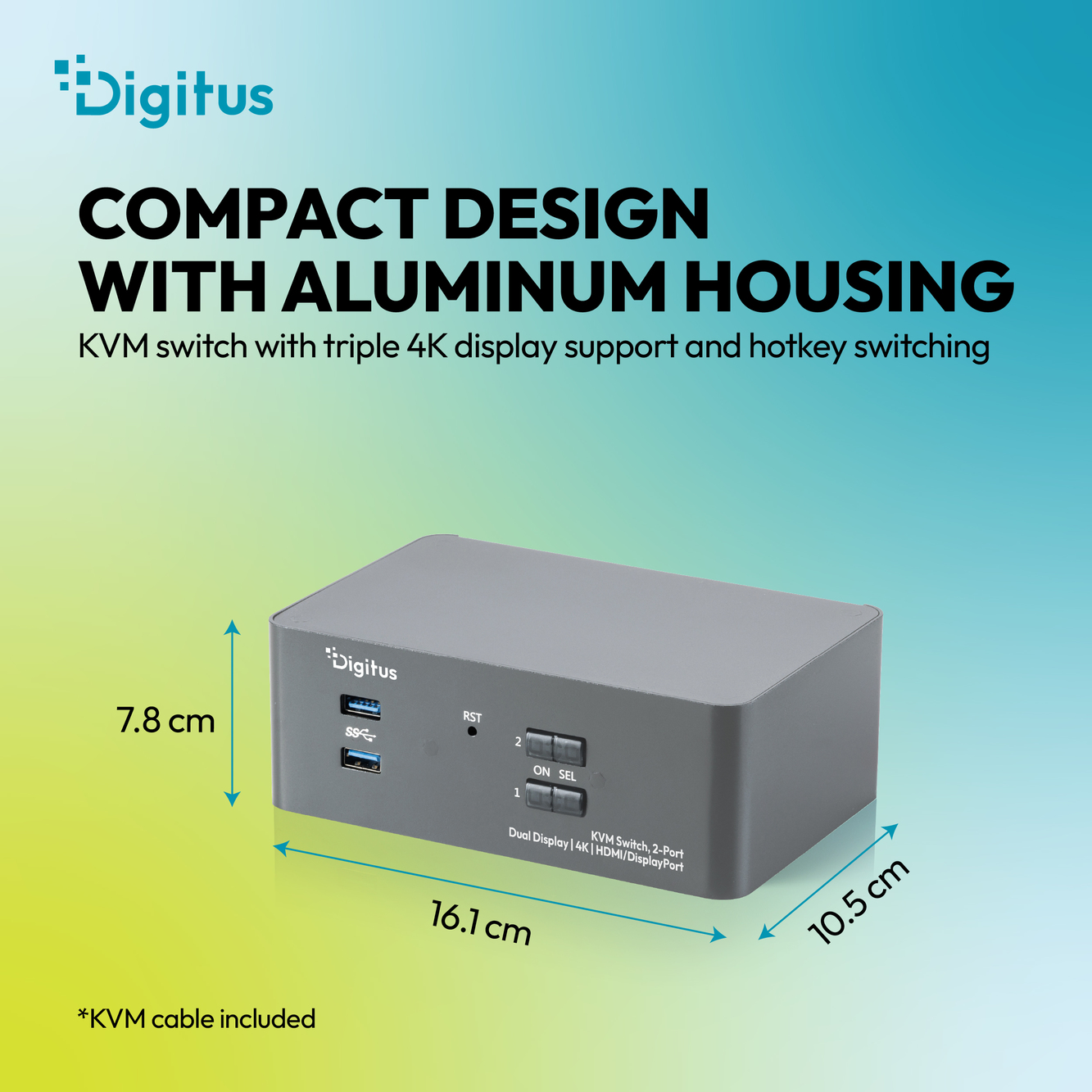 KVM-switch, 2 poorten, dubbele beeldschermen, 4K, HDMI/DisplayPort - Afbeelding 5