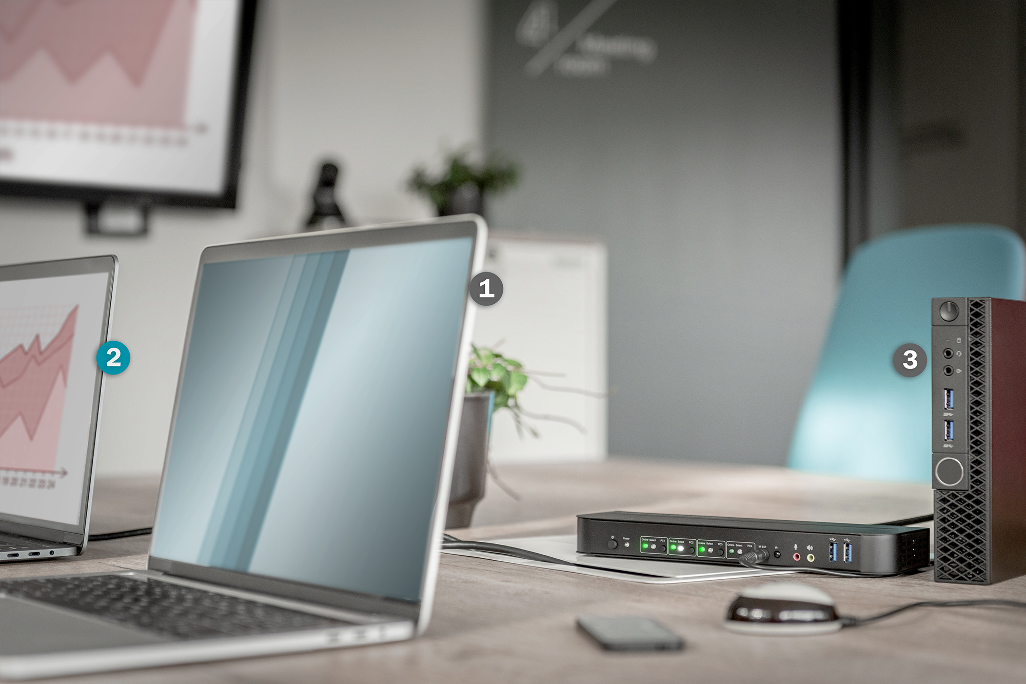 KVM-switch, 4-poorts, 4K60Hz, 4 x DP in, 1 x DP/HDMI uit - Afbeelding 6