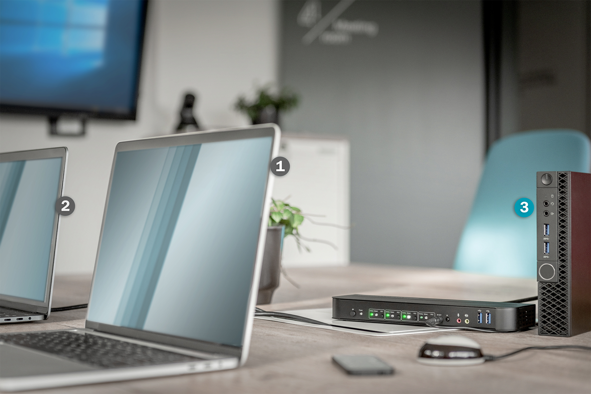 KVM-switch, 4-poorts, 4K60Hz, 4 x DP in, 1 x DP/HDMI uit - Afbeelding 7
