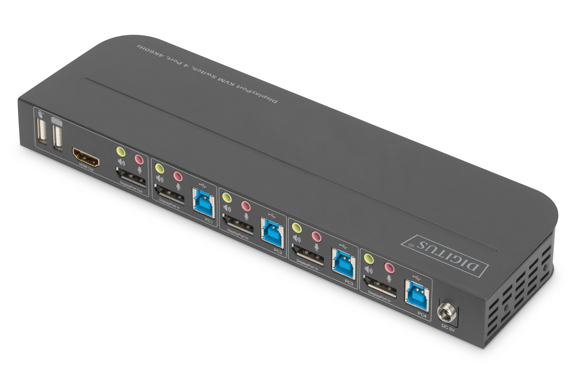 KVM-switch, 4-poorts, 4K60Hz, 4 x DP in, 1 x DP/HDMI uit - Afbeelding 2
