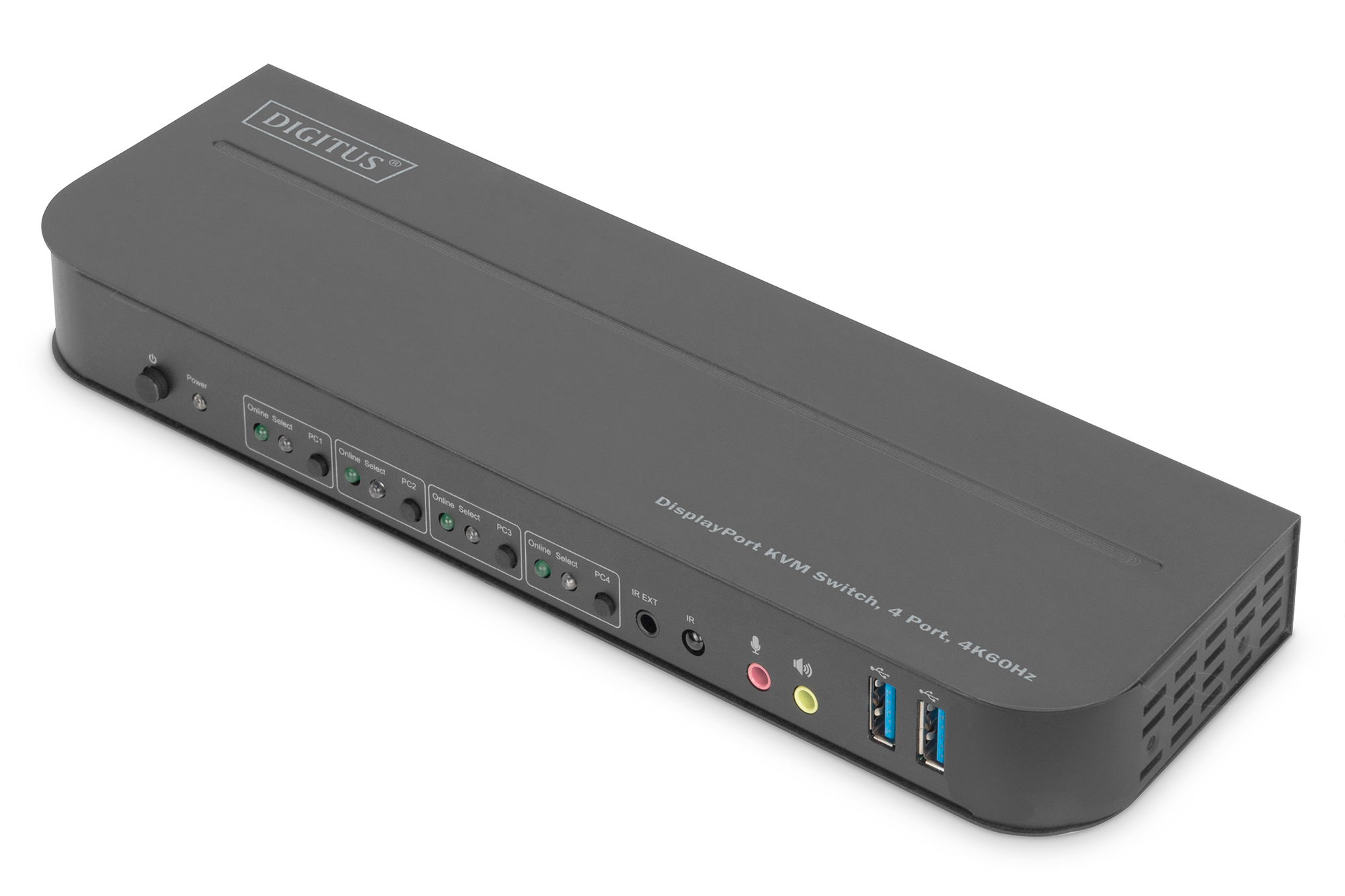 KVM-switch, 4-poorts, 4K60Hz, 4 x DP in, 1 x DP/HDMI uit