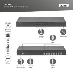 Desktop 8-poorts HDMI KVM Switch Single View - Afbeelding 5