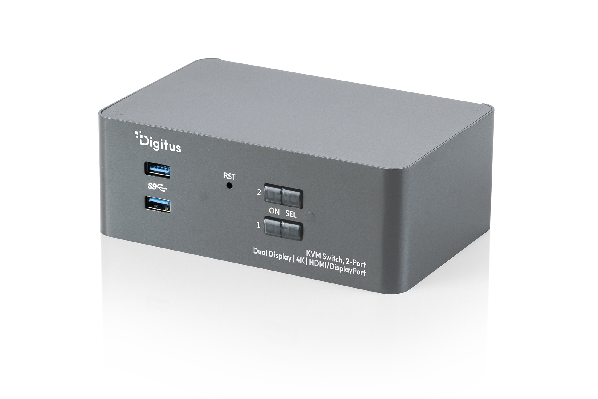KVM-switch, 2 poorten, dubbele beeldschermen, 4K, HDMI/DisplayPort