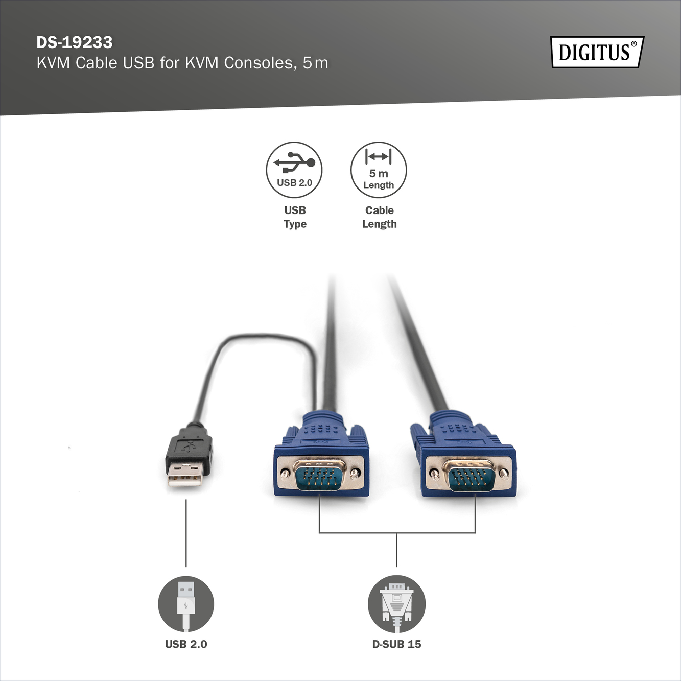 KVM-kabel USB voor KVM-consoles - Afbeelding 3