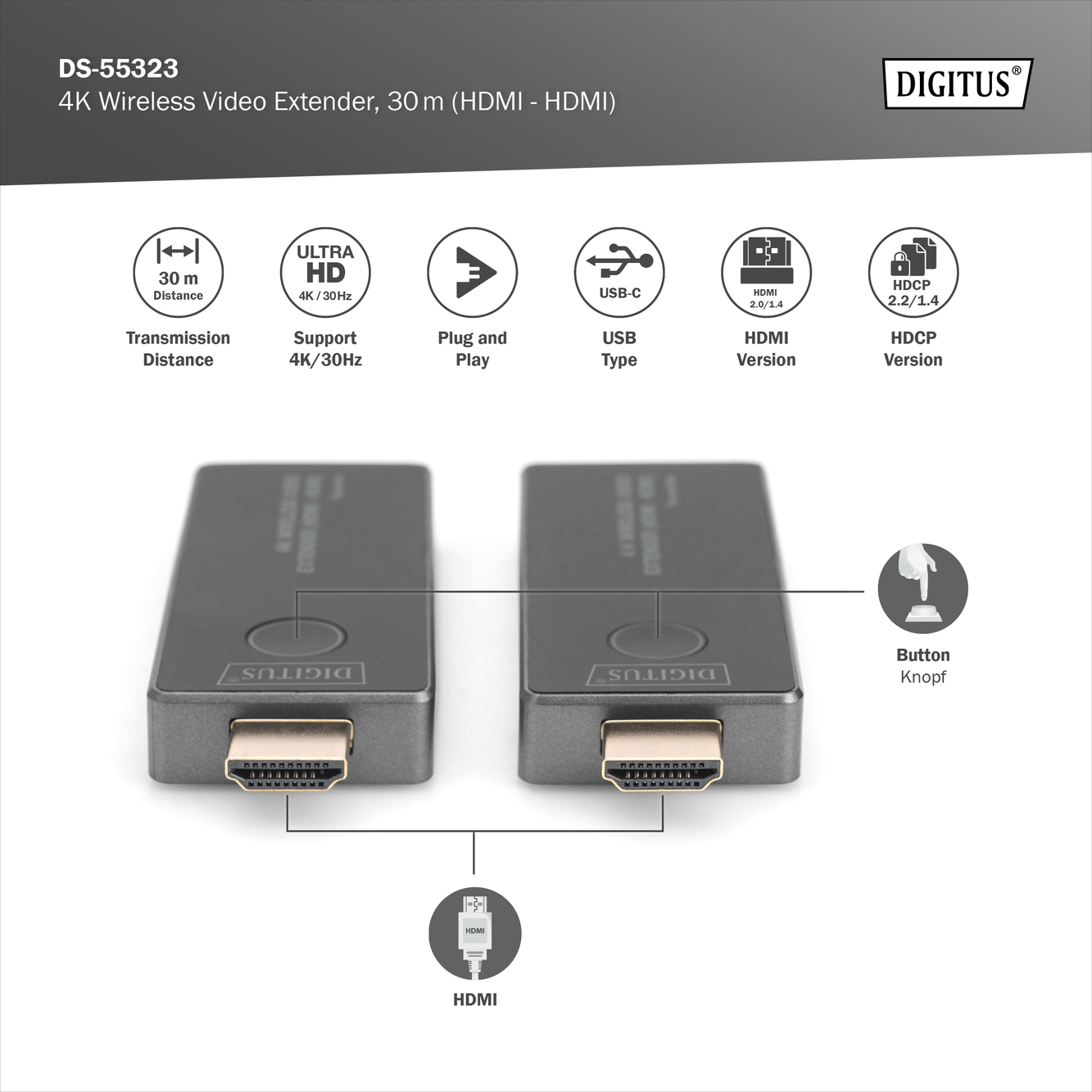 4K draadloze HDMI-extenderset, 30 m, 4K/30Hz - Afbeelding 6