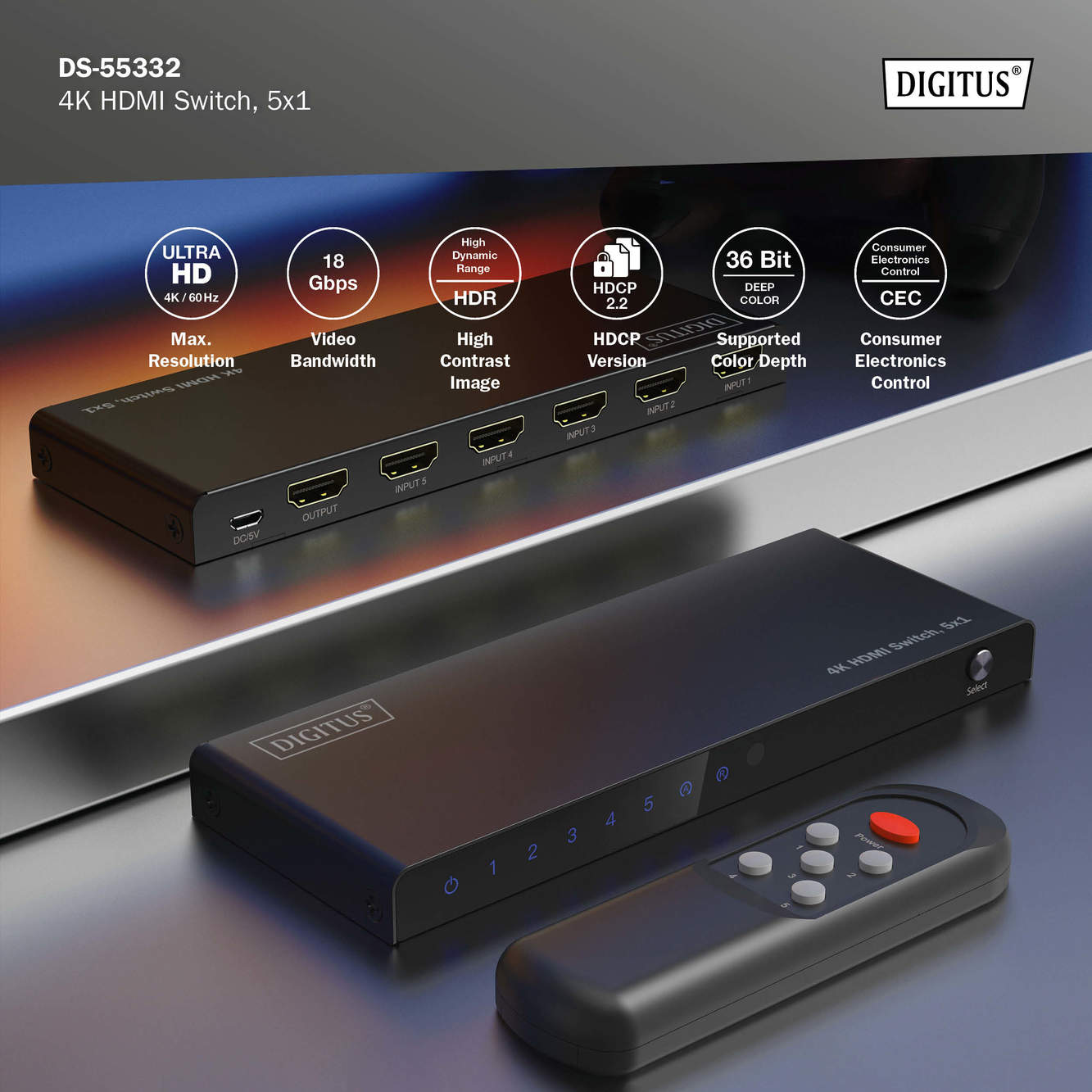 4K HDMI-switch, 5x1 - Afbeelding 6