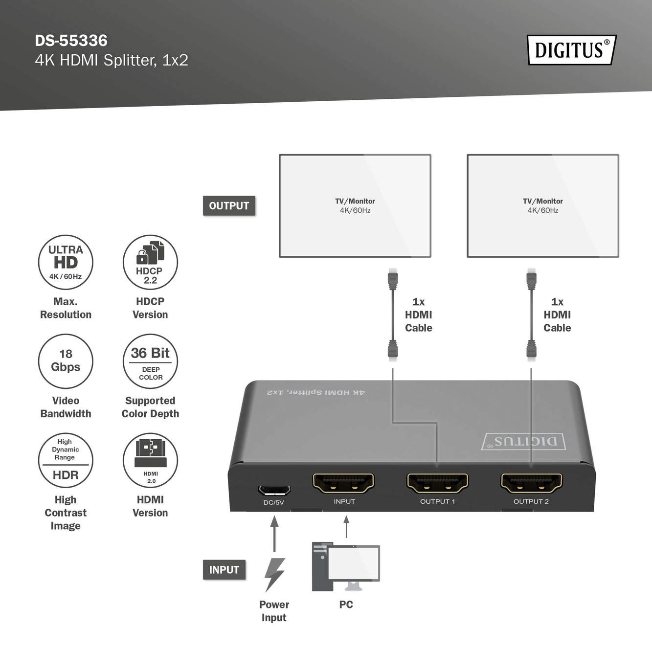 4K HDMI-splitter, 1x2 - Afbeelding 6